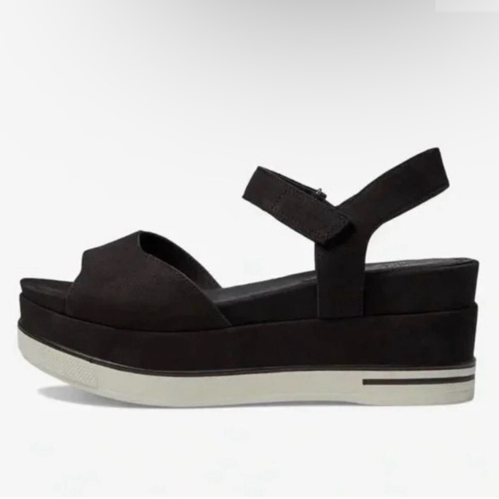 Eileen Fisher Beck Beck Black Sporty Platform Wedge Sandals Size 11
